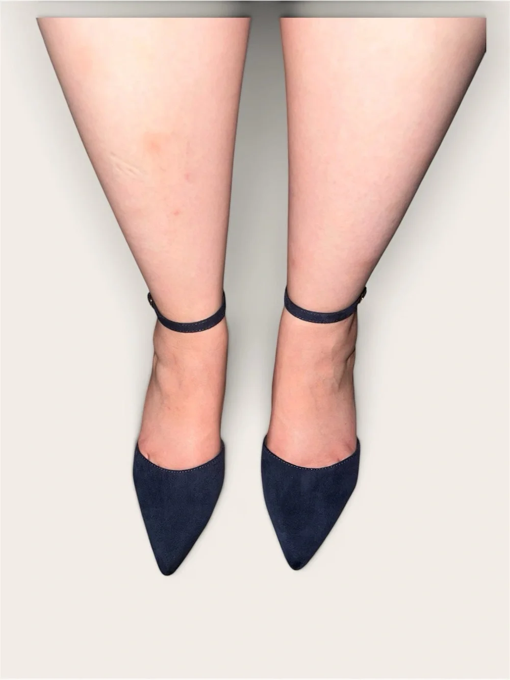 Women's Navy Suede Ankle-Strap Heels size 8.5